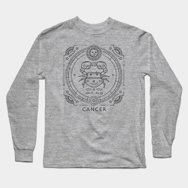 Cancer Astrology Sun Sign Zodiac Long Sleeve T-Shirt by Pine Hill Goods